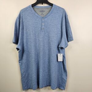 NEW Flag & Anthem Mens Short Sleeve Striped 3 Button Cotton Henley Tee XXL